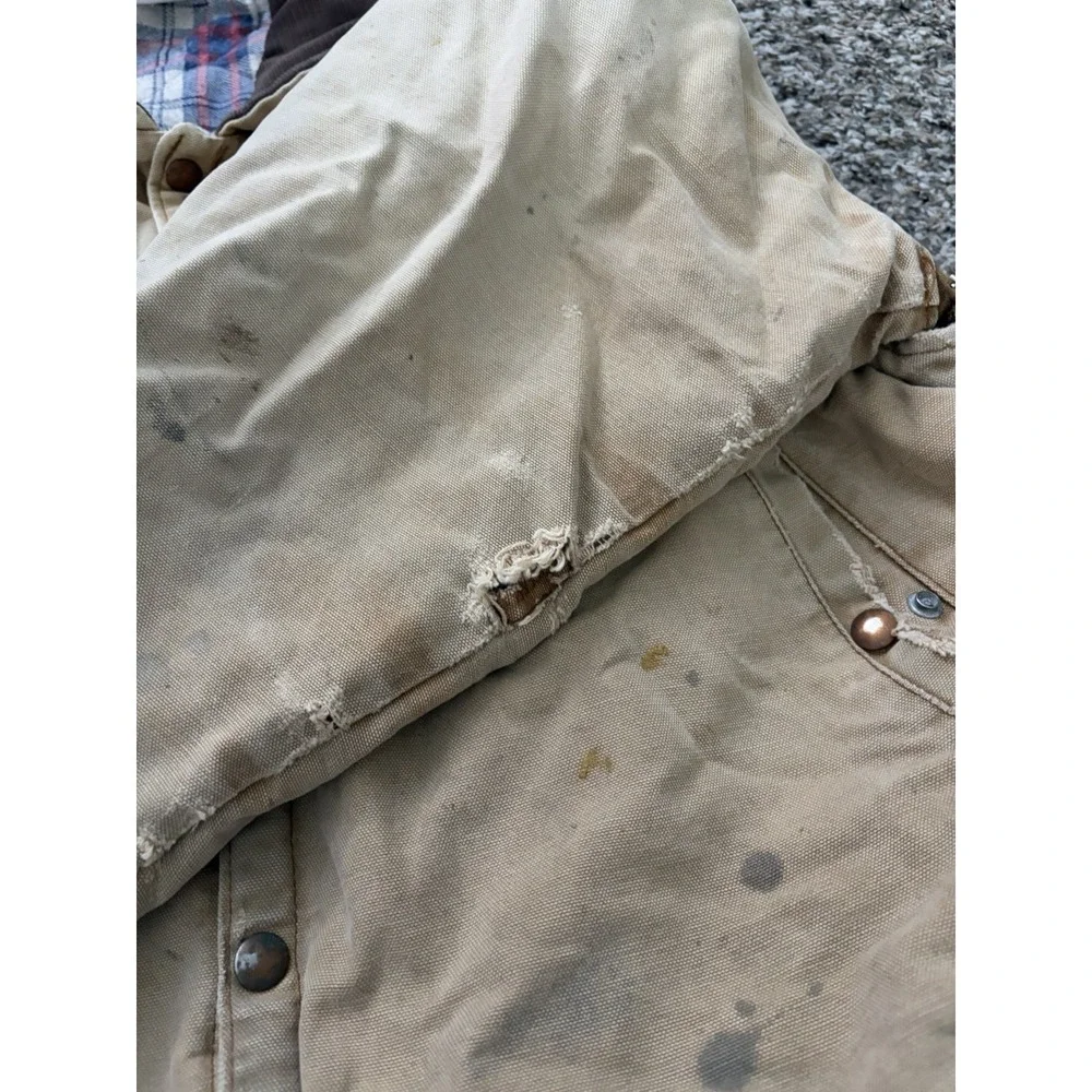 Pella Big Dutch Canvas Work Coat Distressed Flannel Lined Convertible Large USA